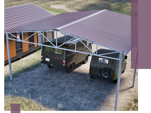 Двускатные навесы под ключ в Белгороде — изготовление и монтаж